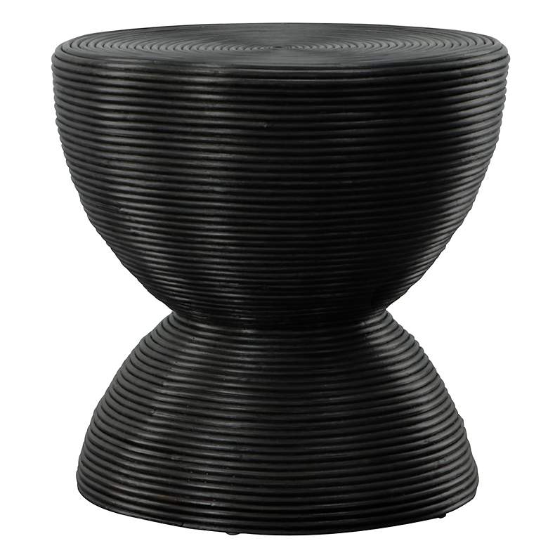 Image 2 Bongo 22" Wide Stained Black Rattan Round Side Table