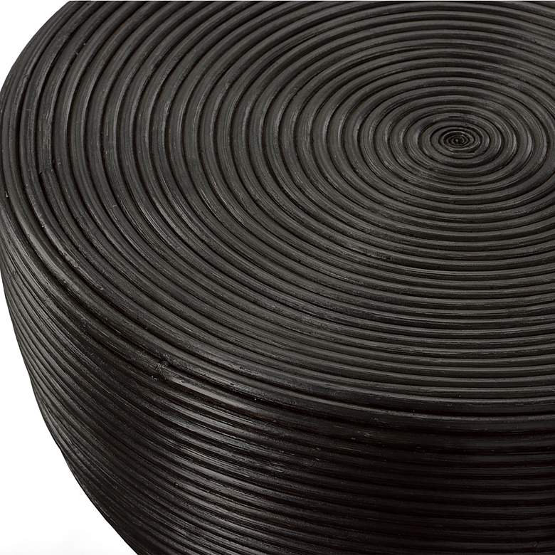 Image 3 Bongo 22" Wide Stained Black Rattan Round Side Table more views