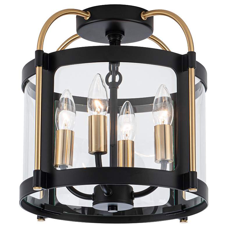 Image 1 Bonita 13" Wide 4-Light Black Flush Mount With Clear Glass Shade