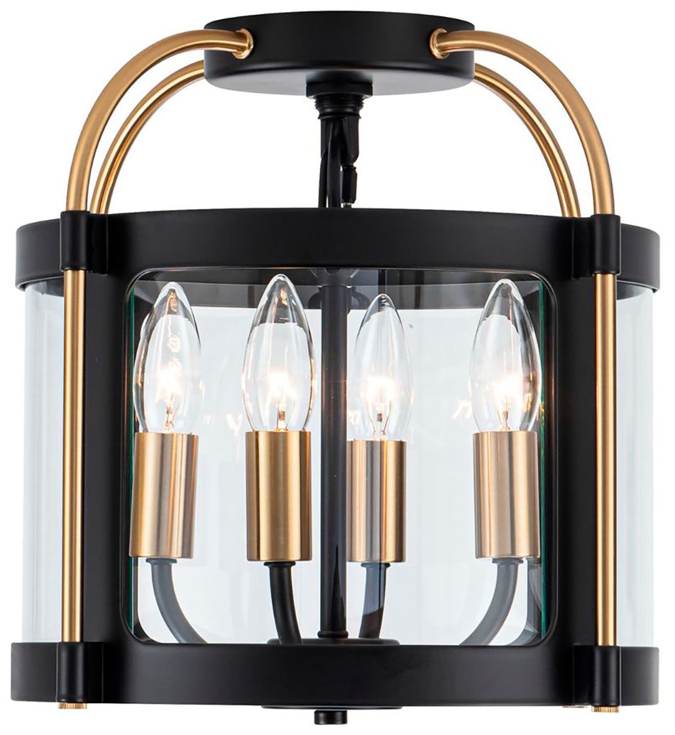 Image 2 Bonita 13" Wide 4-Light Black Flush Mount With Clear Glass Shade more views