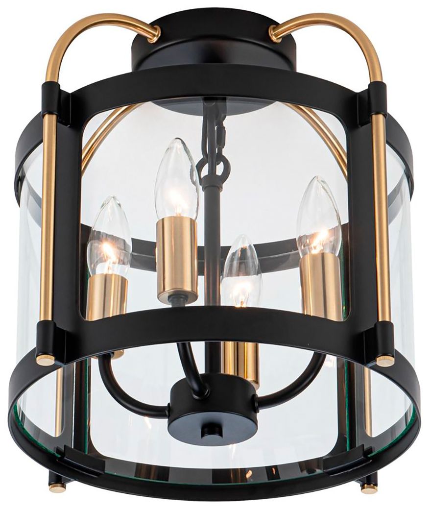 Image 3 Bonita 13" Wide 4-Light Black Flush Mount With Clear Glass Shade more views