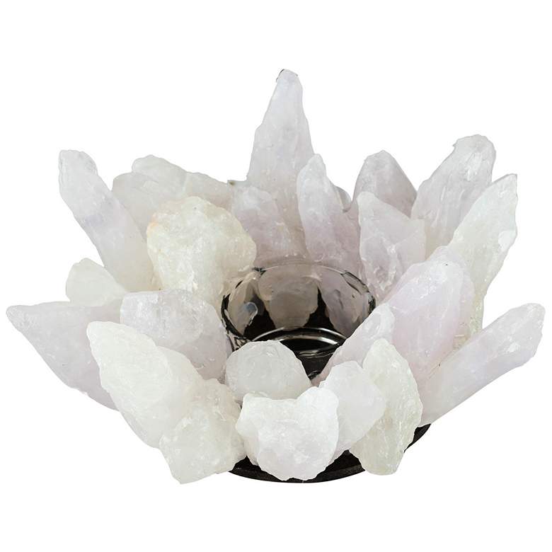Image 1 Bonita 8 inch Wide Large White Stone Clear Glass Candle Holder
