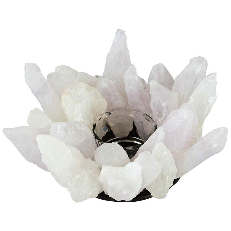 Image 1 Bonita 8" Wide Large White Stone Clear Glass Candle Holder