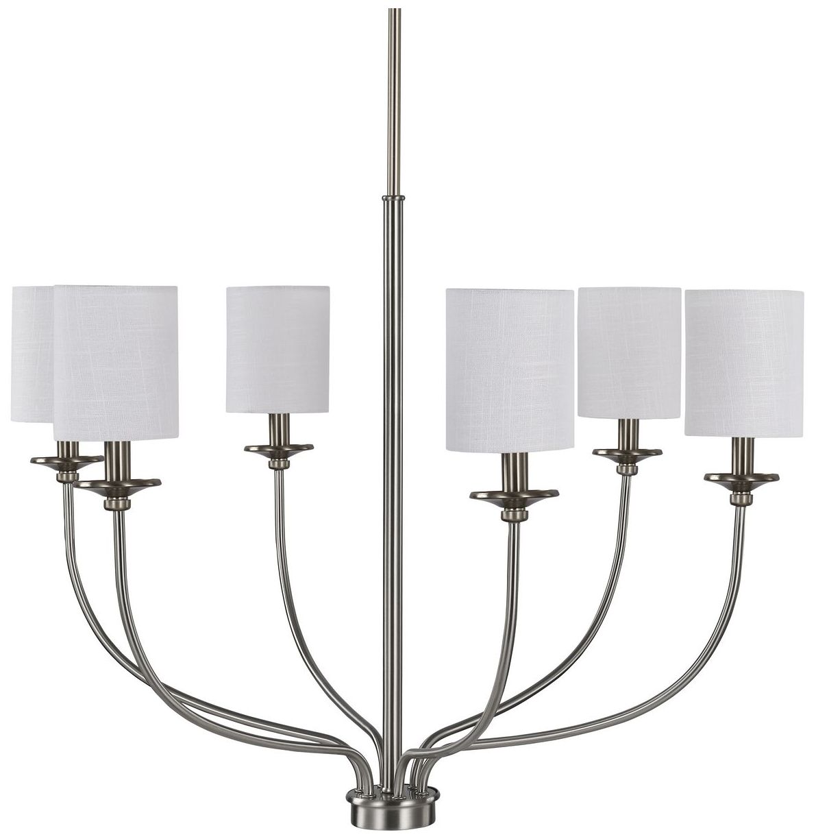 Image 3 Bonita Collection Six-Light White Linen Fabric Shade Chandelier Light more views