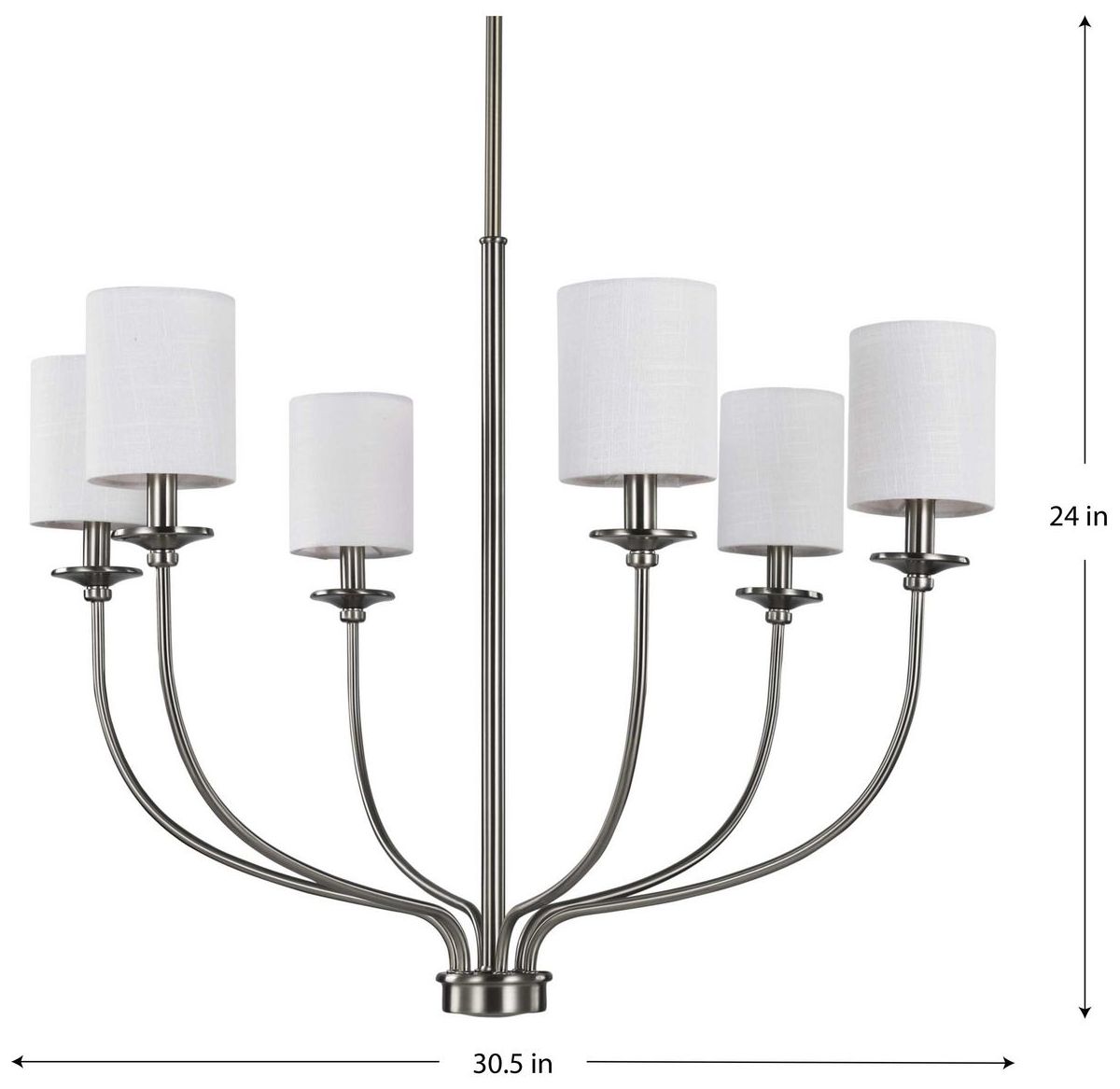 Image 4 Bonita Collection Six-Light White Linen Fabric Shade Chandelier Light more views