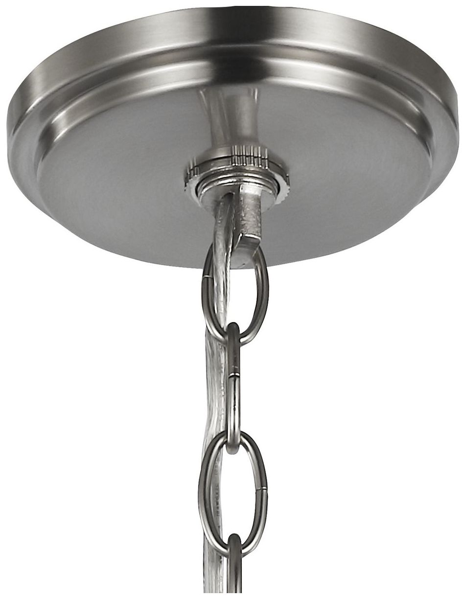 Image 6 Bonita Collection Six-Light White Linen Fabric Shade Chandelier Light more views