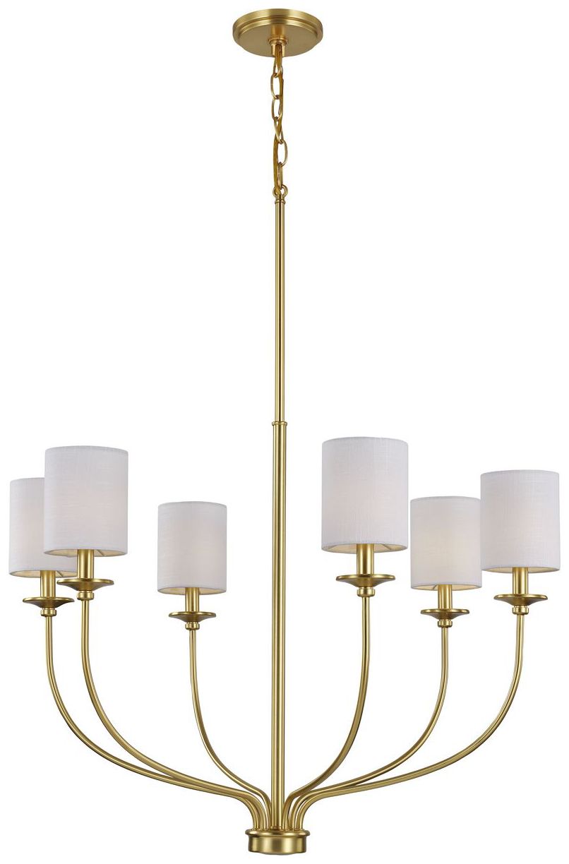 Image 2 Bonita Collection Six-Light White Linen Fabric Shade Chandelier Light more views