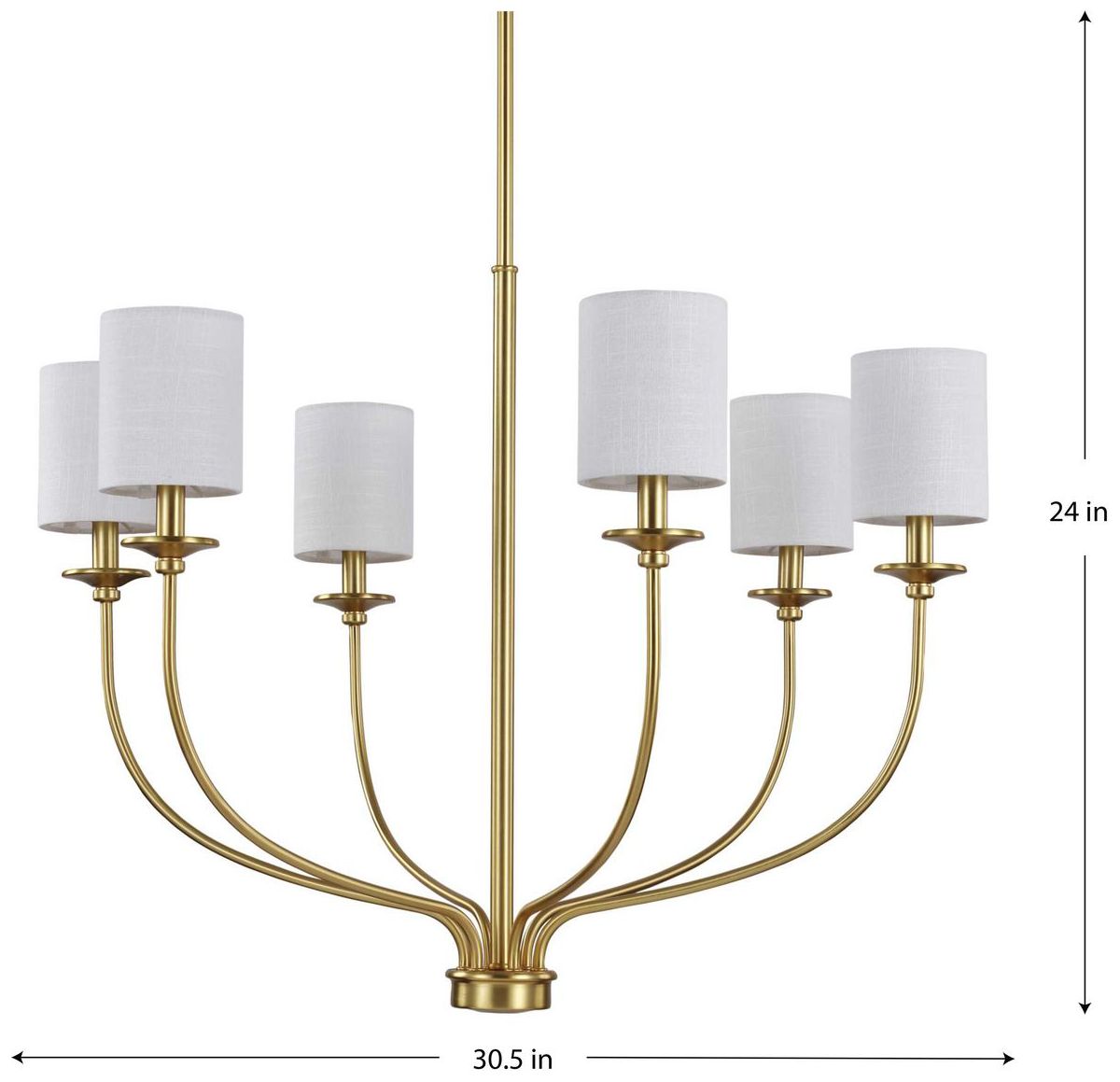 Image 4 Bonita Collection Six-Light White Linen Fabric Shade Chandelier Light more views