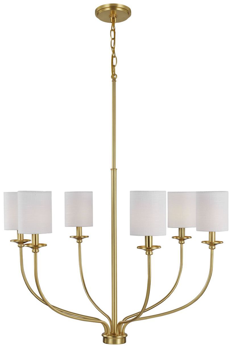 Image 5 Bonita Collection Six-Light White Linen Fabric Shade Chandelier Light more views