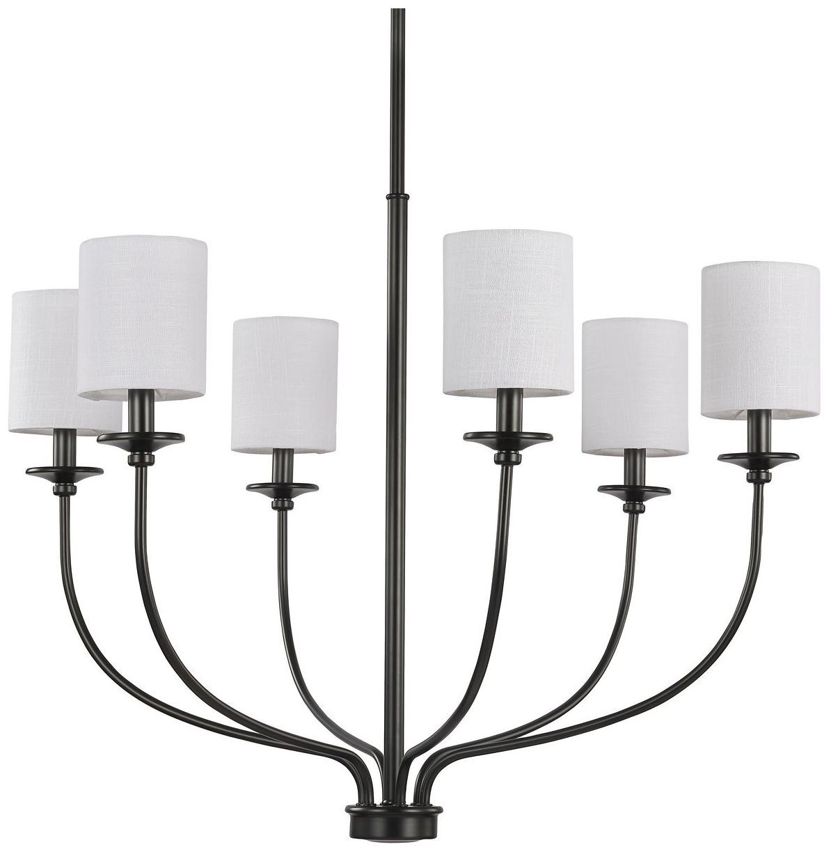 Bonita Collection Six-Light White Linen Fabric Shade Chandelier Light