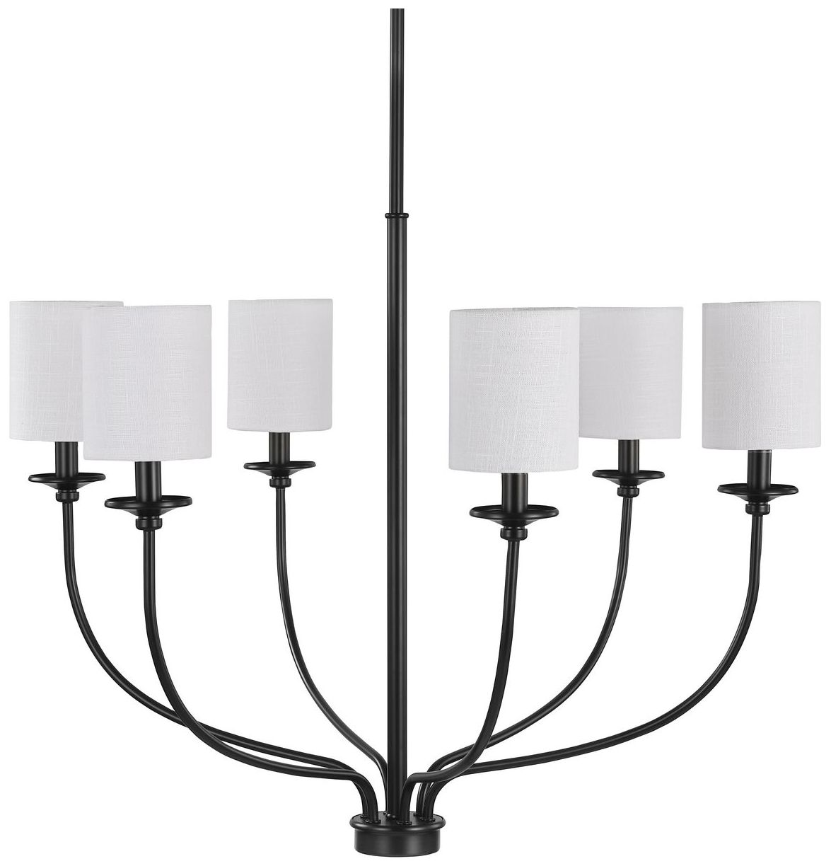 Image 3 Bonita Collection Six-Light White Linen Fabric Shade Chandelier Light more views