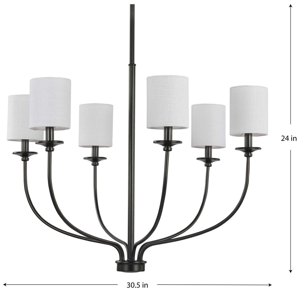 Image 4 Bonita Collection Six-Light White Linen Fabric Shade Chandelier Light more views