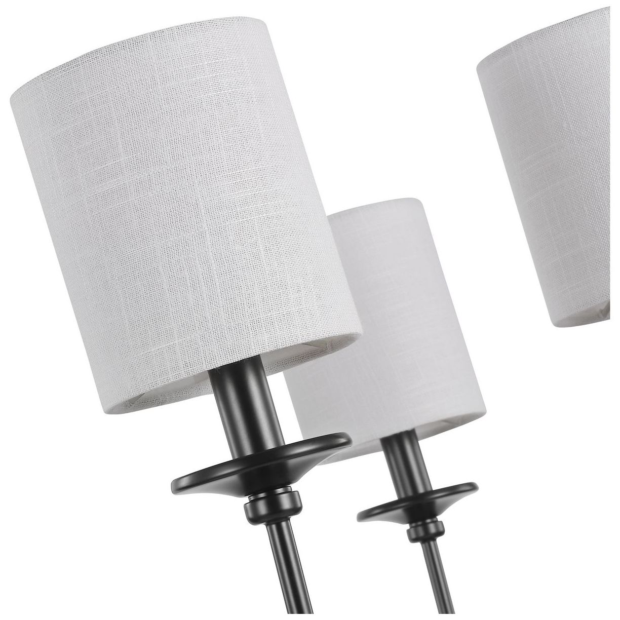 Image 7 Bonita Collection Six-Light White Linen Fabric Shade Chandelier Light more views