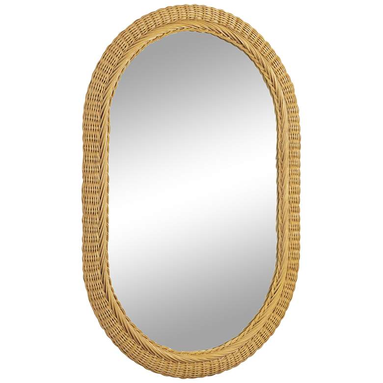 Image 1 Bonjour Natural Rattan 24 inch x 36 inch Oval Wall Mirror