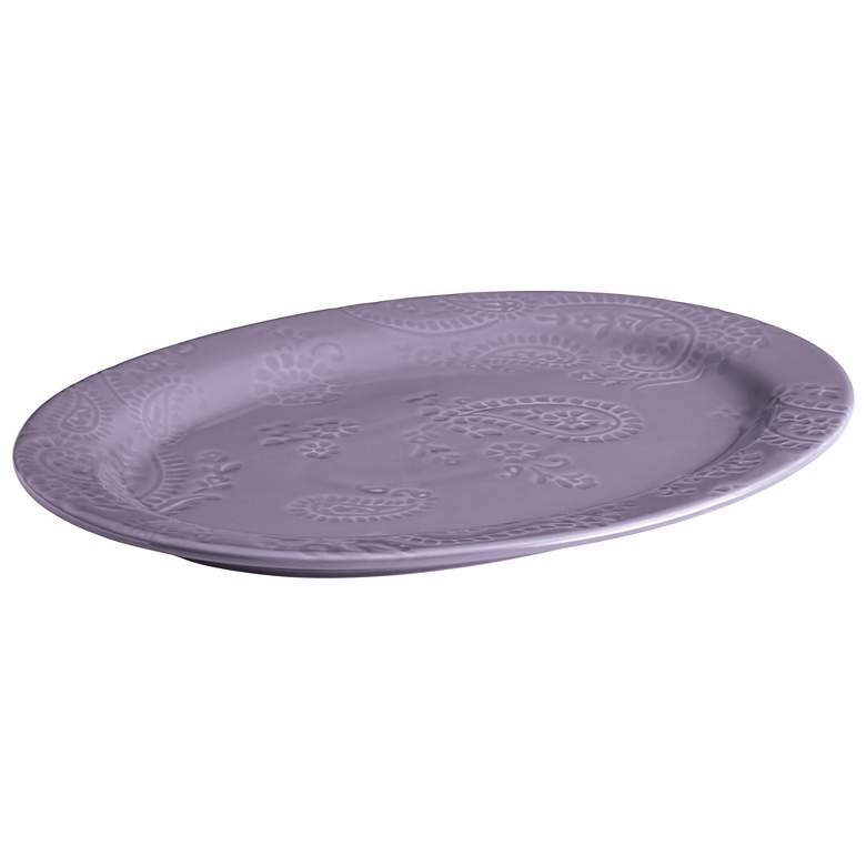 Image 1 BonJour Paisley Vine 10 inchx14 inch Lavender Oval Platter