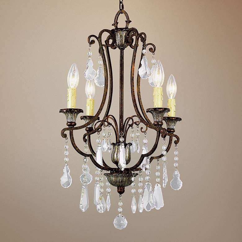 Image 1 Bonne 16" Wide Antique Bronze Metal 4-Light Chandelier