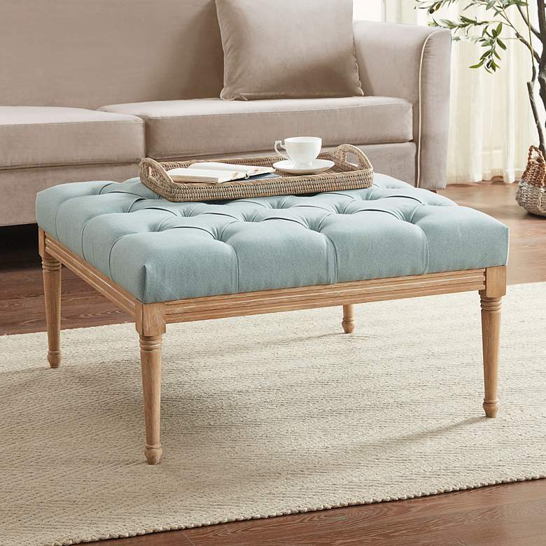 Image 1 Bonnieville 34 inch Wide Blue Tufted Fabric Ottoman/Coffee Table