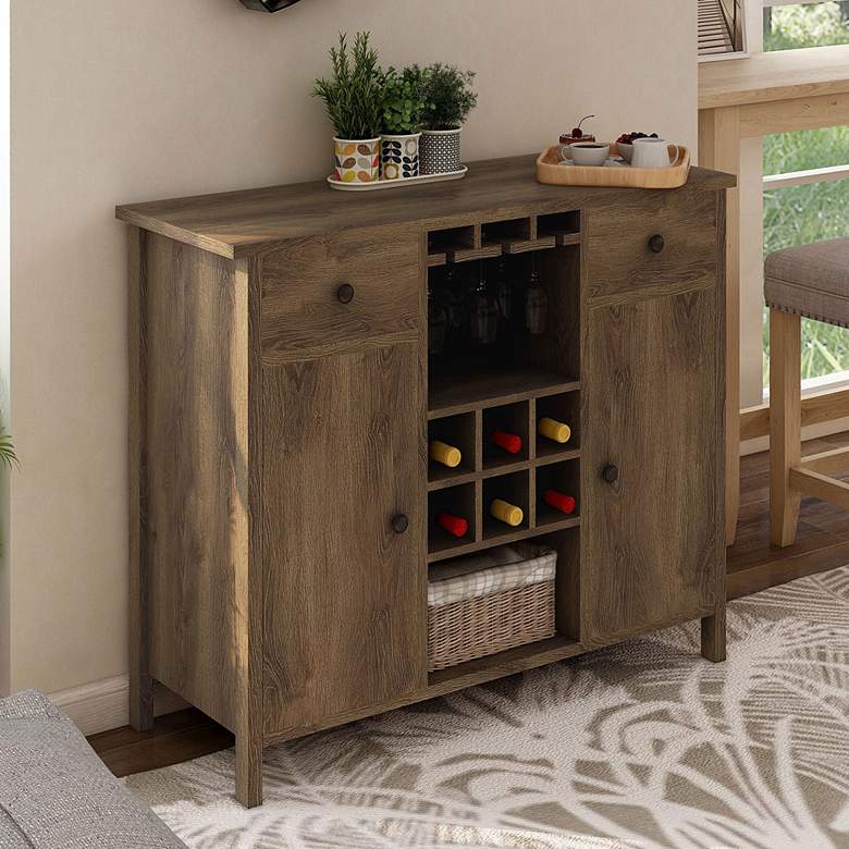 Image 1 Bonsall 41 3/4" Wide Distressed Walnut Multi Storage Buffet