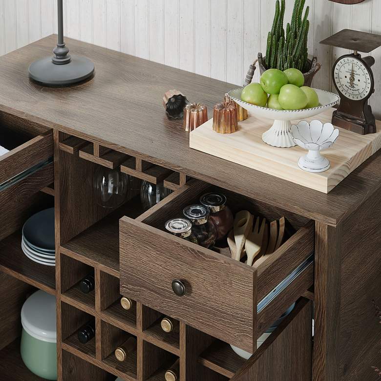 Image 5 Bonsall 41 3/4" Wide Distressed Walnut Multi Storage Buffet more views