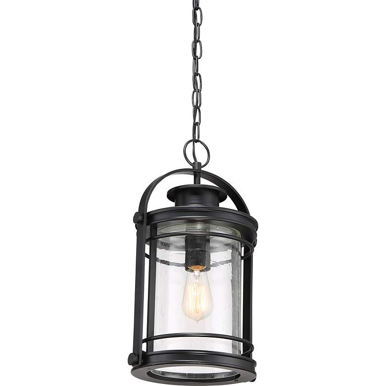 Image 5 Booker 17.8" High Black and Seeded Glass Outdoor Hanging Lantern more views