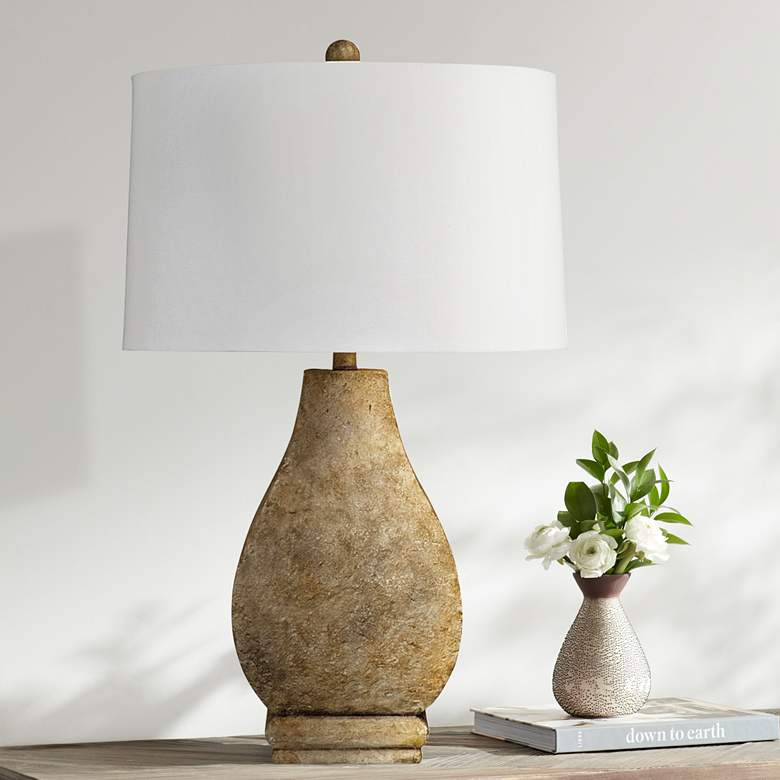 Image 1 Booker Textured Rustic Earth Tone Table Lamp
