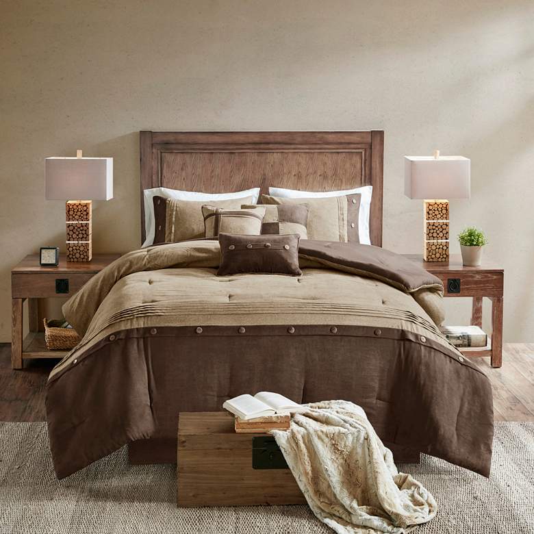 Image 1 Boone Brown Queen 7-Piece Comforter Set