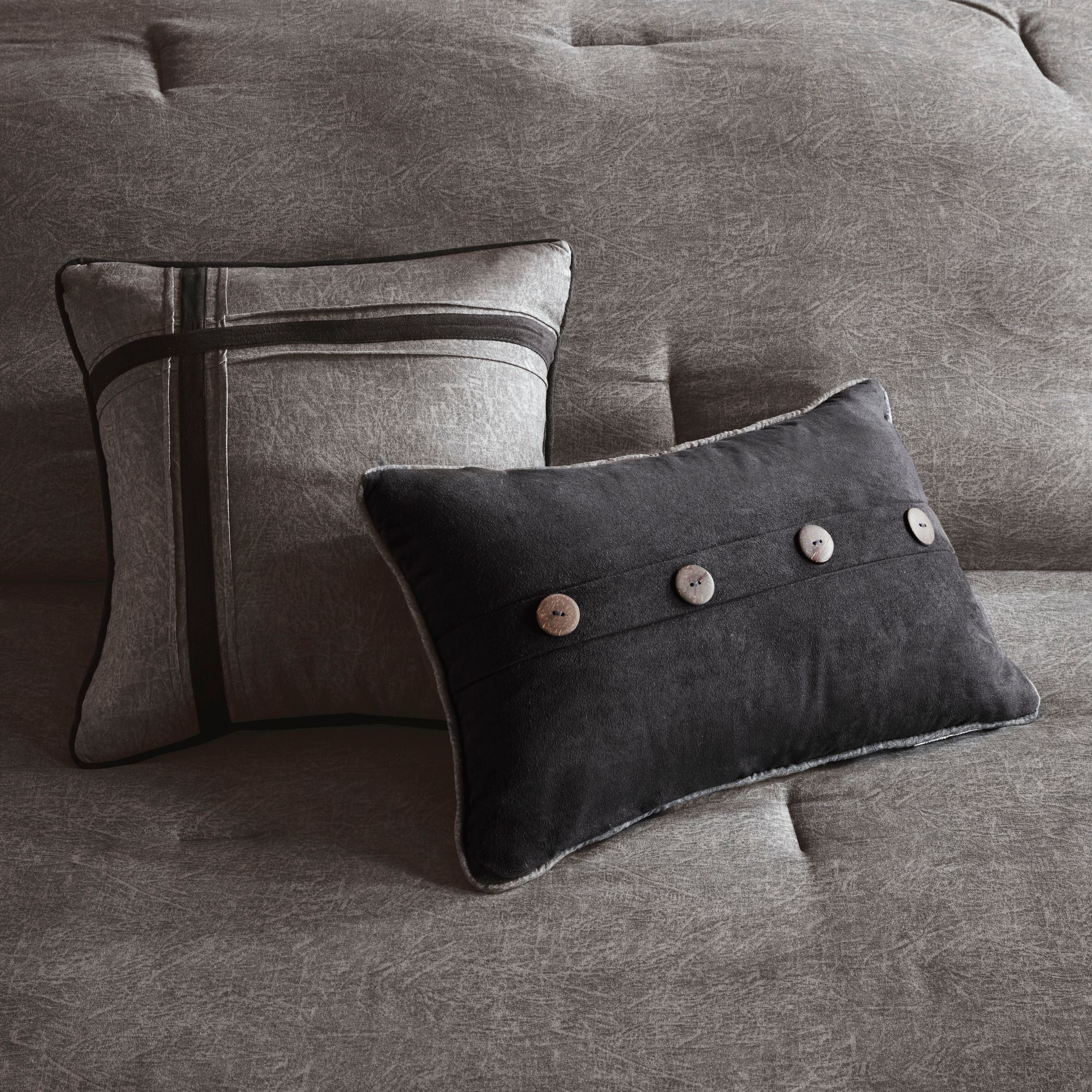 Boone Gray Queen 7-Piece Comforter Set