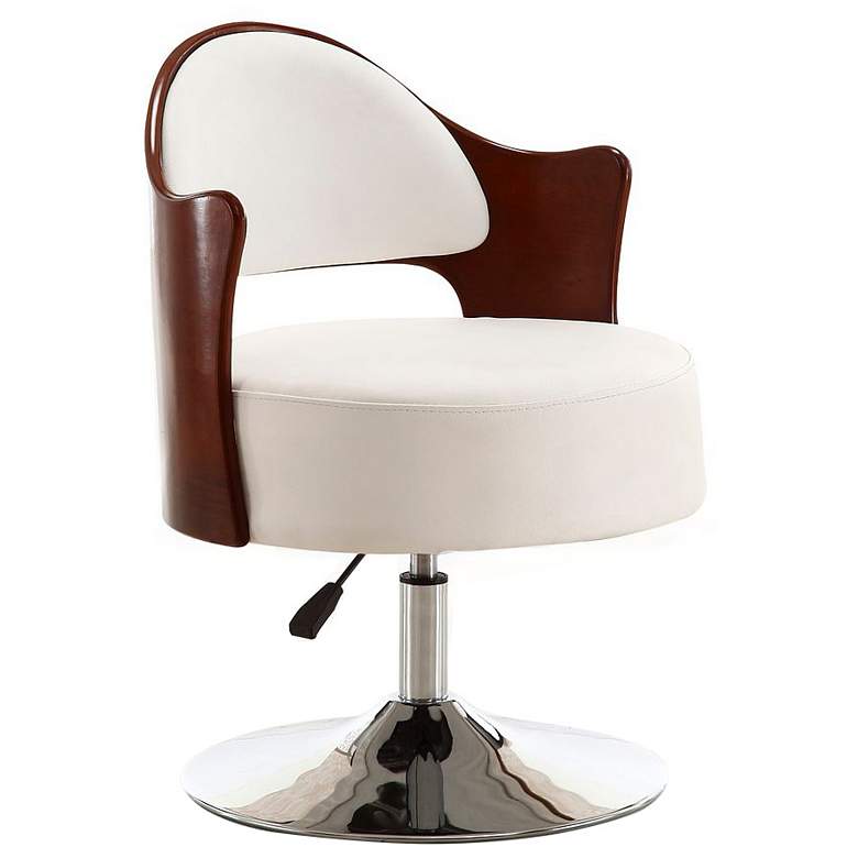 Image 1 Bopper Adjustable Height Swivel Accent Chair in White and Polished Chrome