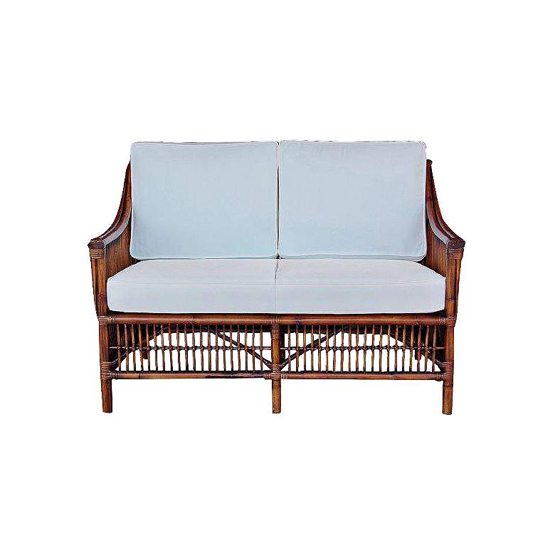 Image 1 Bora Bora 51" Wide Cushioned Tropical Rattan Loveseat