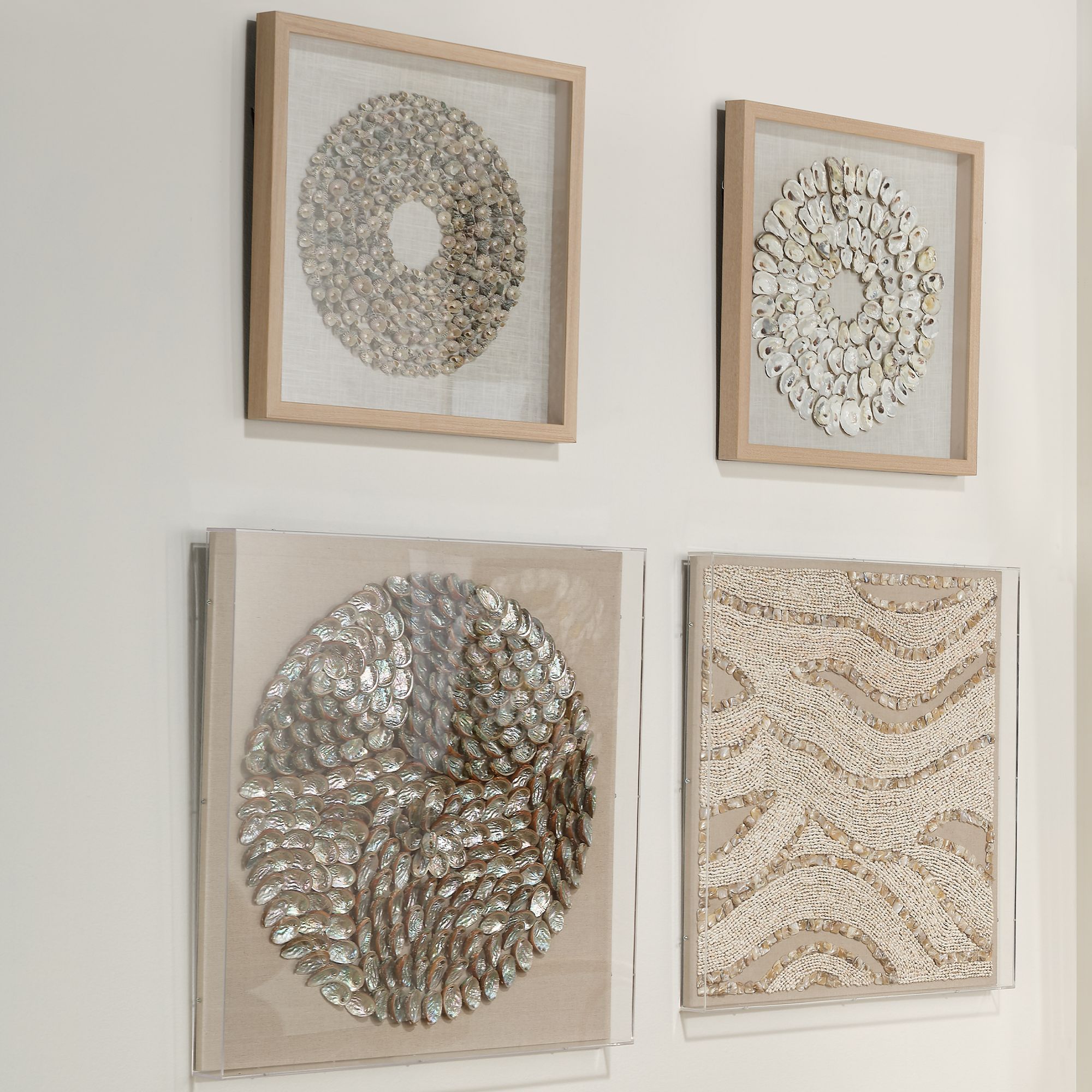 Bora Bora Taupe Snail Shells 23 3/4" Square Framed Wall Art