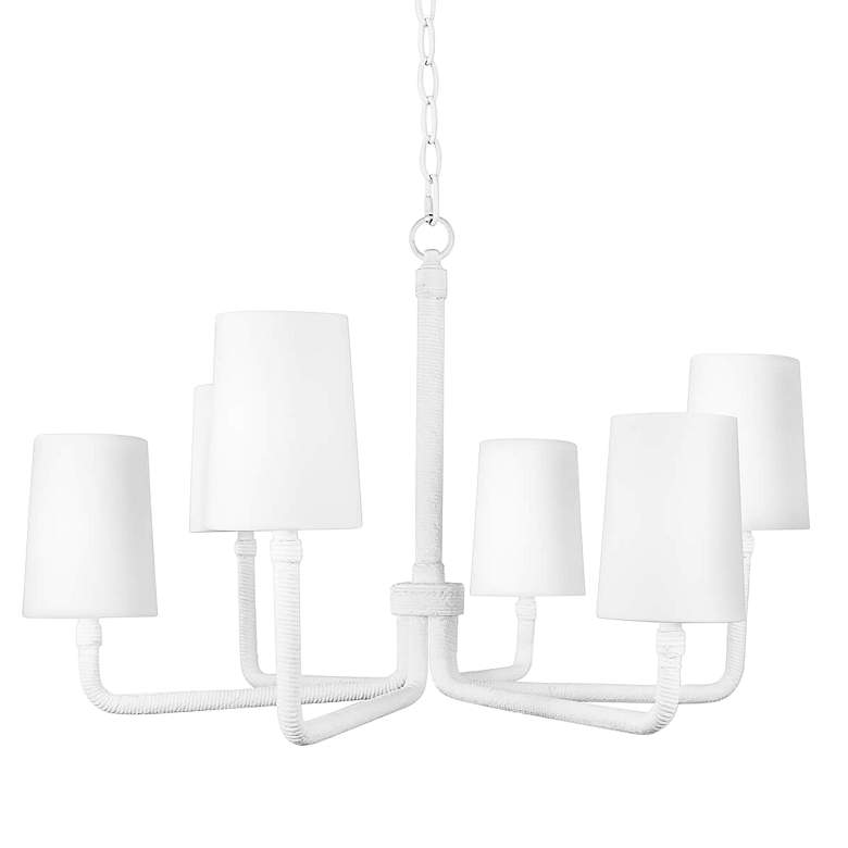 Image 1 Boracay 36 3/4" Wide White Jute Rope 6-Light Chandelier