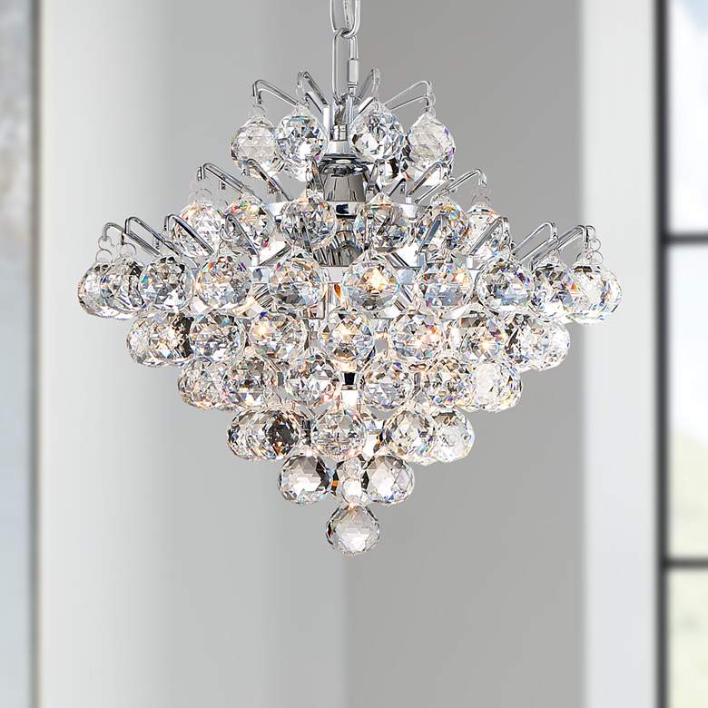 Image 1 Bordeaux 11 3/4"W Polished Chrome and Crystal Mini Pendant