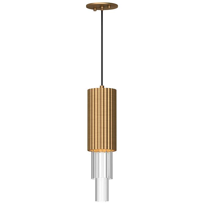 Image 1 Bordeaux 4 1/2" Wide Aged Gold LED Mini Pendant