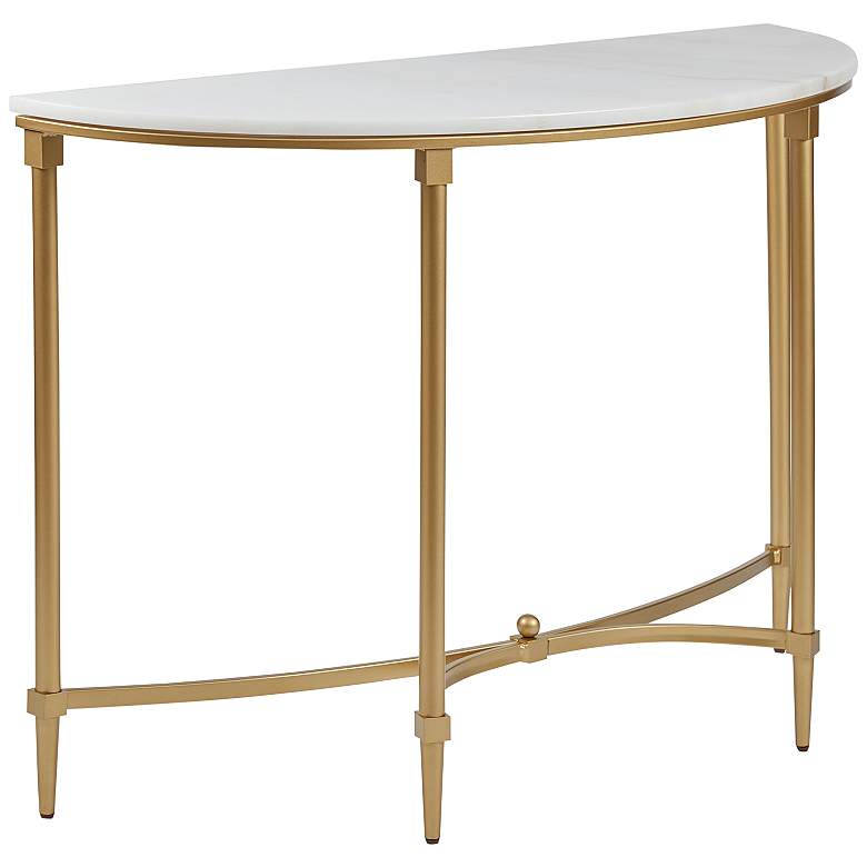 Image 3 Bordeaux 42 1/2 inch Wide Gold and White Marble Console Table