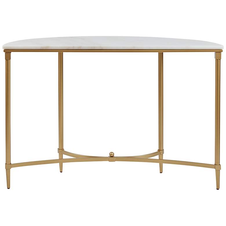 Image 7 Bordeaux 42 1/2 inch Wide Gold and White Marble Console Table more views