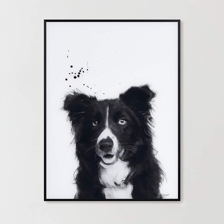 Image 1 Border Collie 24"x18" Printed Glass Framed Wall Art