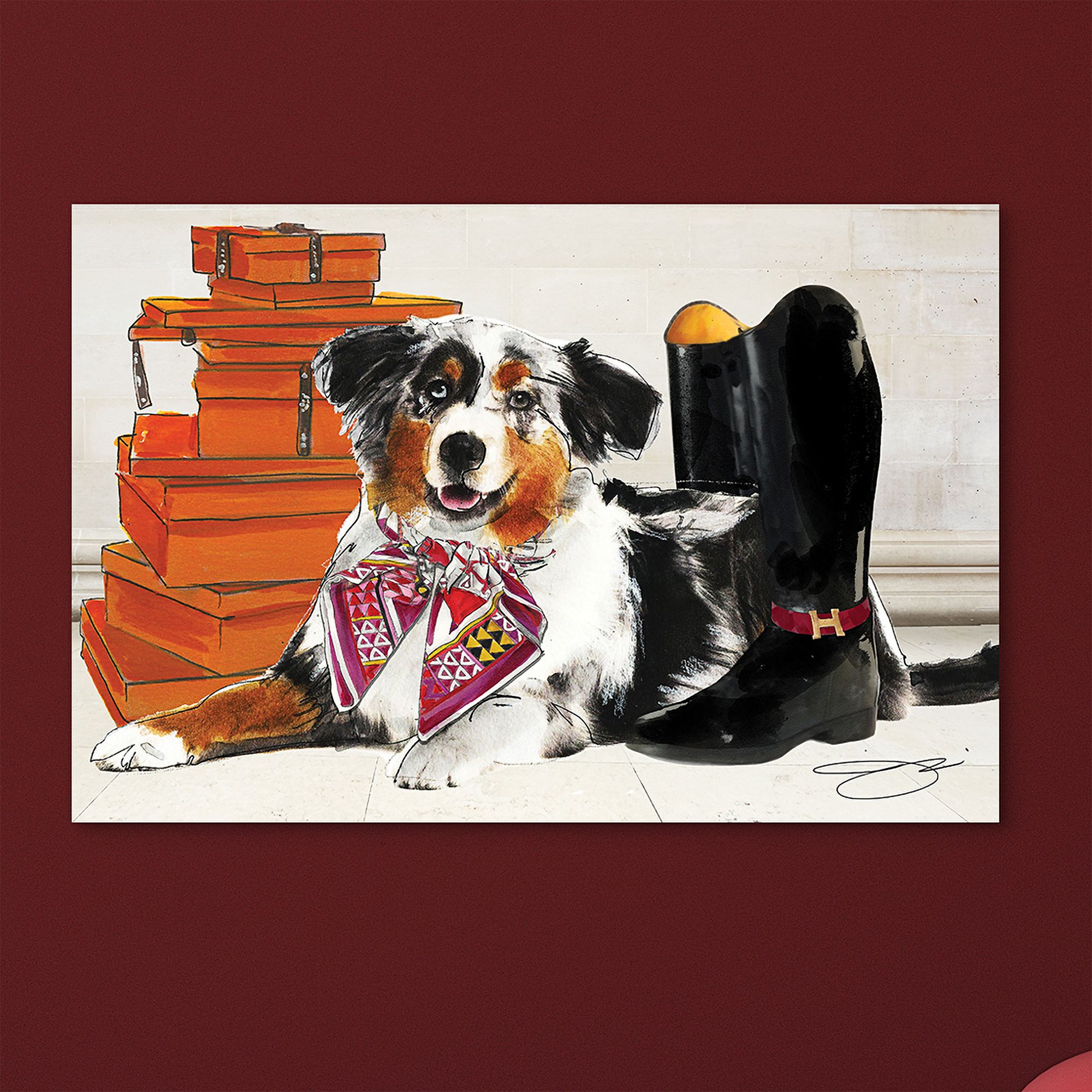 Border collie wall art sale