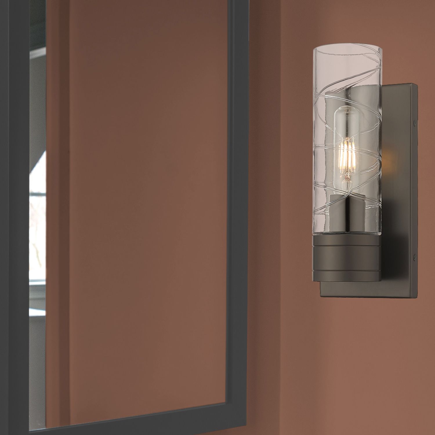 Image 4 Boreas 10 3/4" High Bronze Deco Swirl Glass ADA Wall Sconce more views