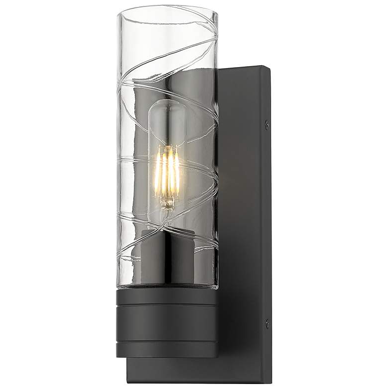 Image 1 Boreas 10 3/4"H Matte Black Deco Swirl Glass ADA Wall Sconce