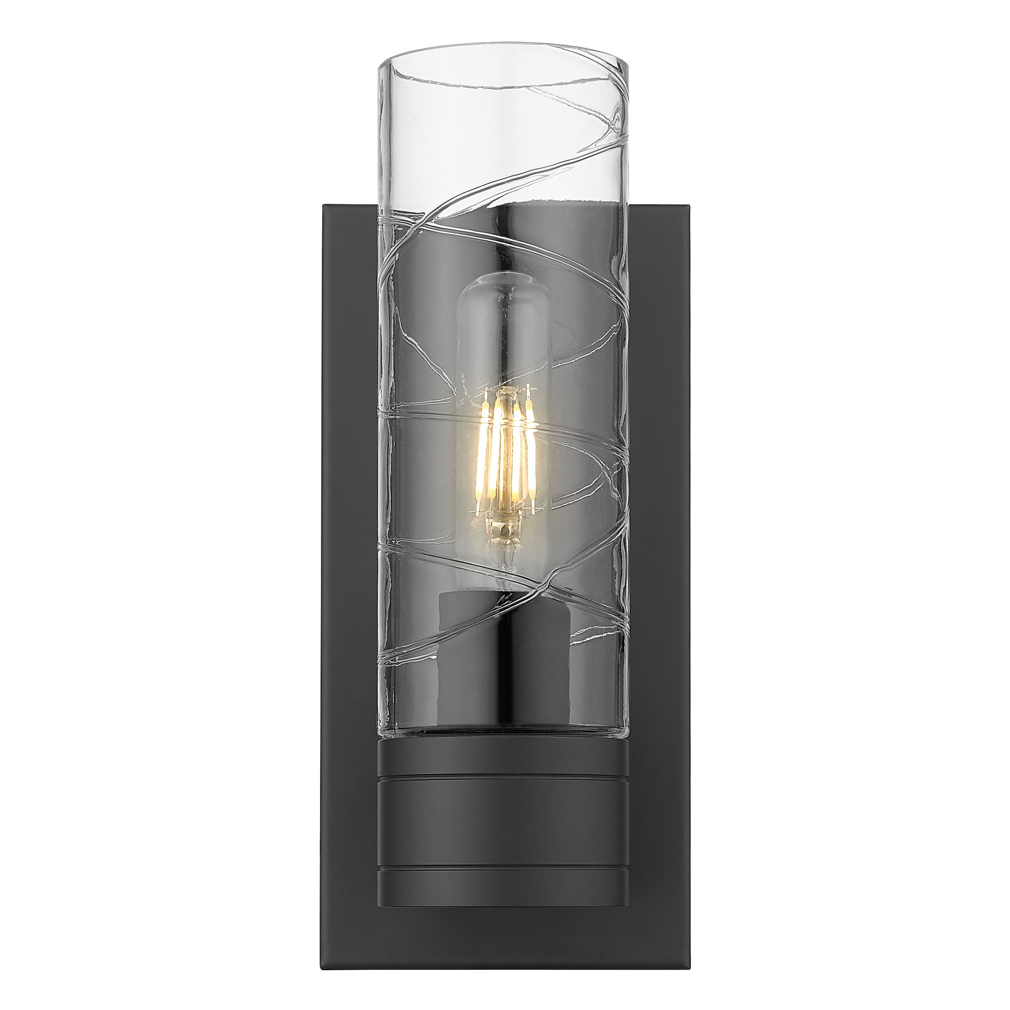 Image 2 Boreas 10 3/4"H Matte Black Deco Swirl Glass ADA Wall Sconce more views