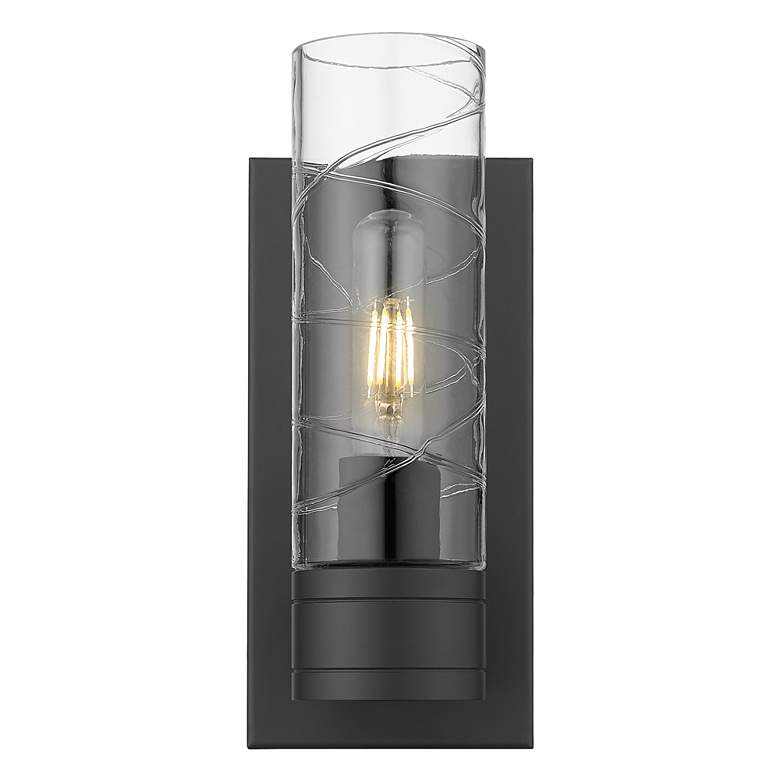 Image 2 Boreas 10 3/4"H Matte Black Deco Swirl Glass ADA Wall Sconce more views