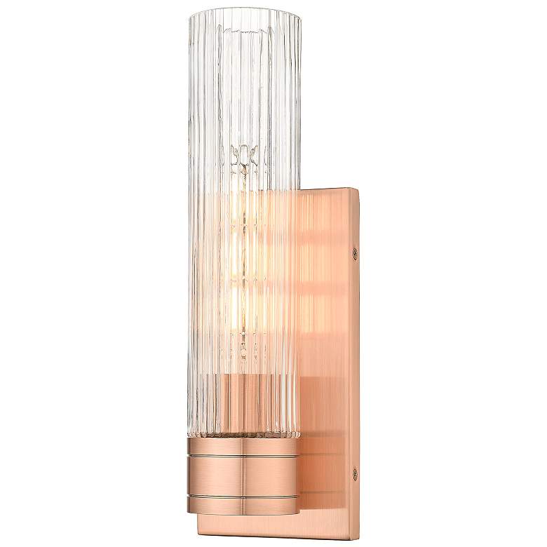 Image 1 Boreas 13 3/4"H Antique Copper Wall Sconce w/ Clear Shade
