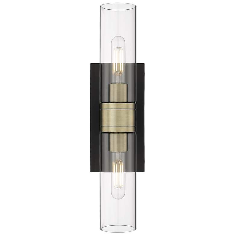 Image 1 Boreas 18" High Black Antique Brass 2-Light Wall Sconce