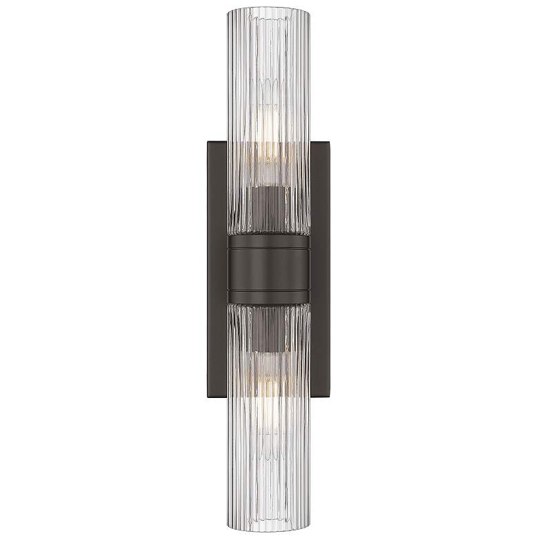 Image 1 Boreas 18" High Bronze Clear Glass 2-Light ADA Wall Sconce