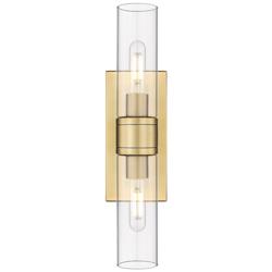 Boreas 18" High Brushed Brass 2-Light Sconce w/ Clear Glass