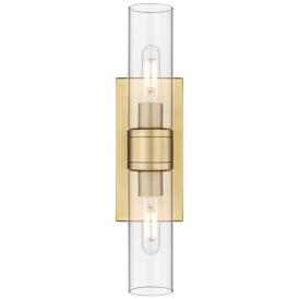 Boreas 18" High Brushed Brass 2-Light Sconce w/ Clear Glass Boreas 18" High Brushed Brass 2-Light Sconce w/ Clear Glass