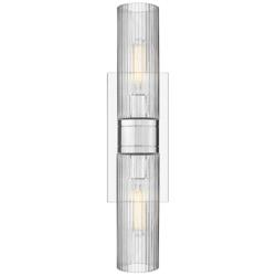 Boreas 18" High Chrome 2-Light Sconce w/ Striped Clear Glass