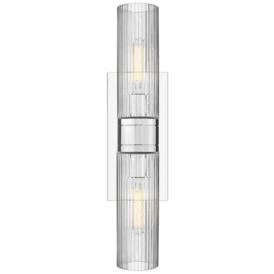 Boreas 18" High Chrome 2-Light Sconce w/ Striped Clear Glass Boreas 18" High Chrome 2-Light Sconce w/ Striped Clear Glass