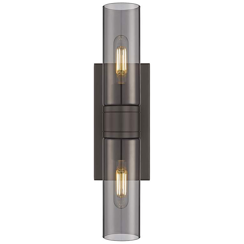 Image 1 Boreas 18"H Oil-Rubbed Bronze 2-Light Sconce w/ Smoke Glass