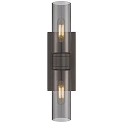 Boreas 18"H Oil-Rubbed Bronze 2-Light Sconce w/ Smoke Glass